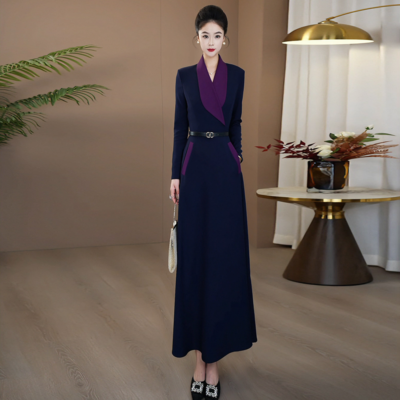 重要场合漂亮连衣裙2025新款流行爆款收腰长袖春秋季长裙859181