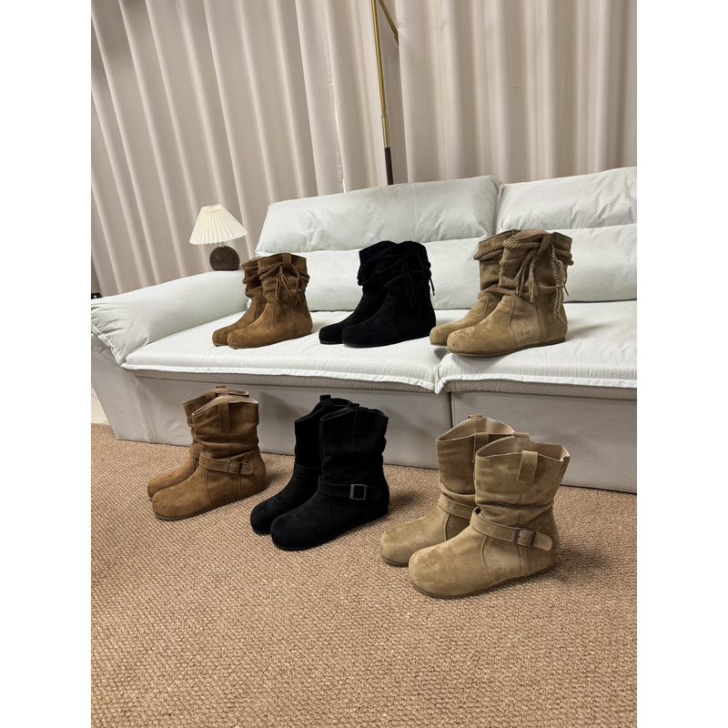 [Findme大码女鞋41-42]秋日晴空～圆头超软平底褶皱堆堆勃肯靴