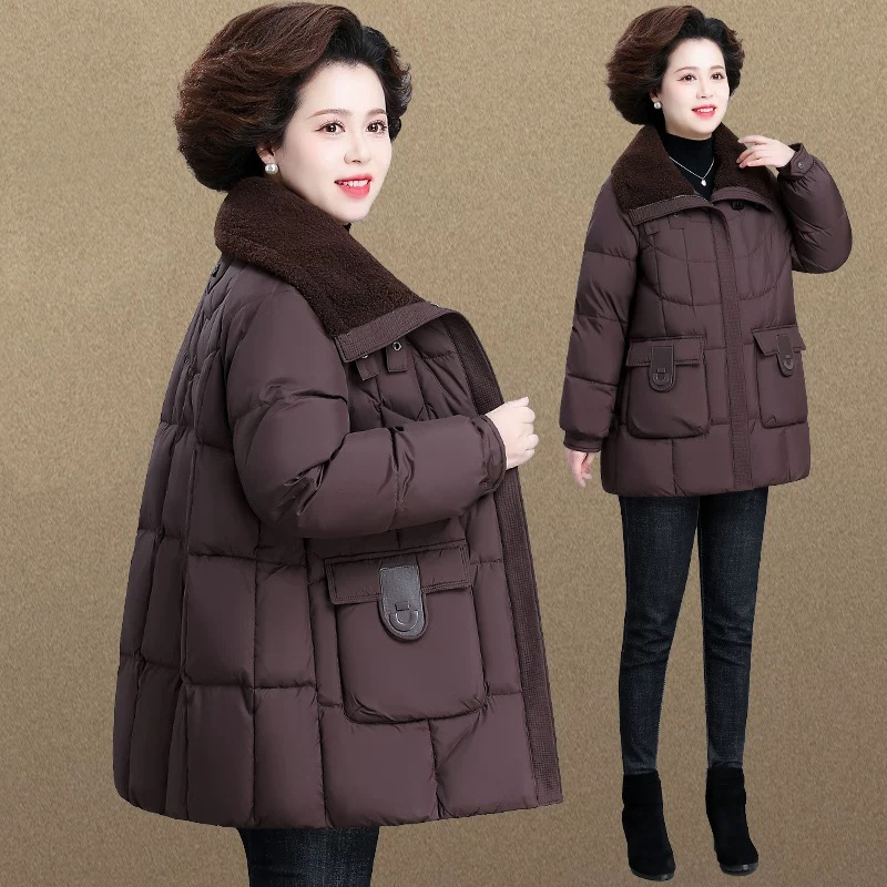 宽松棉服女中长款冬装2025新款小个子时尚棉衣冬季保暖棉袄子外套