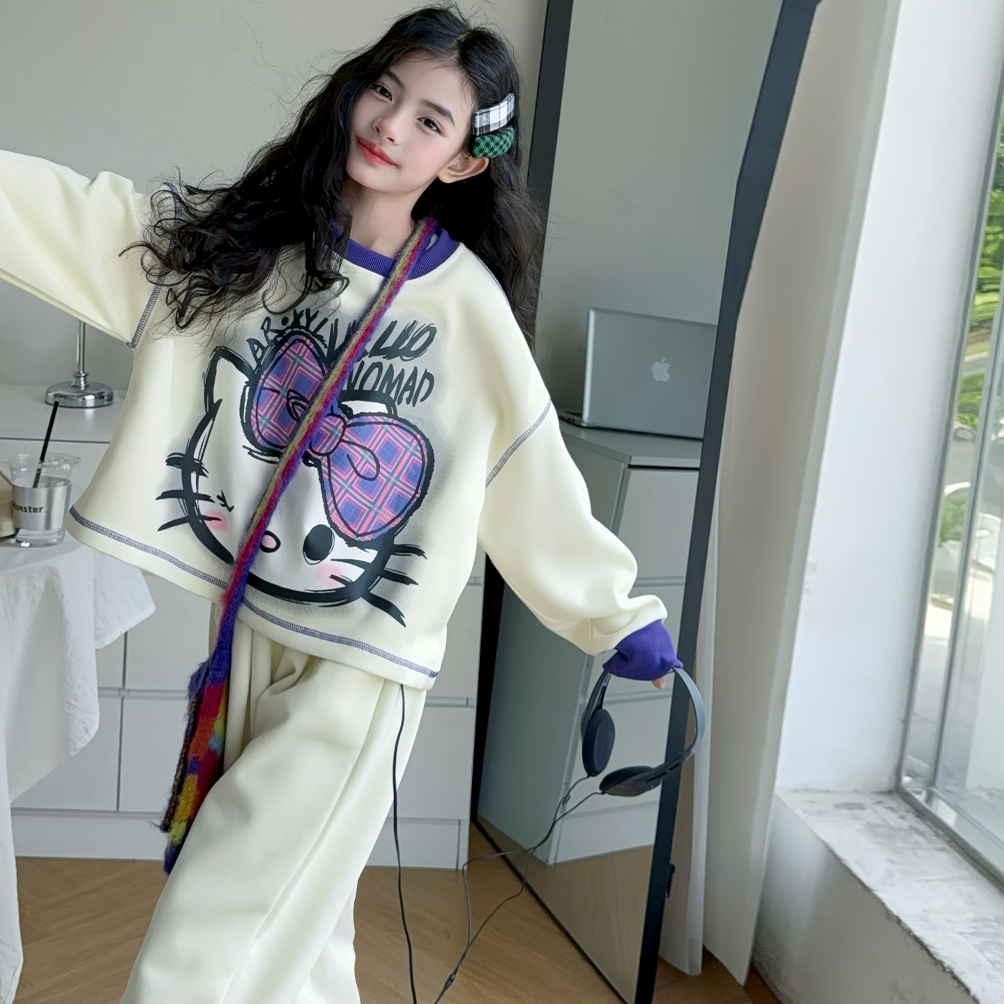 女童秋装套装2025新款洋气儿童春秋季kitty运动两件套大童凯蒂猫