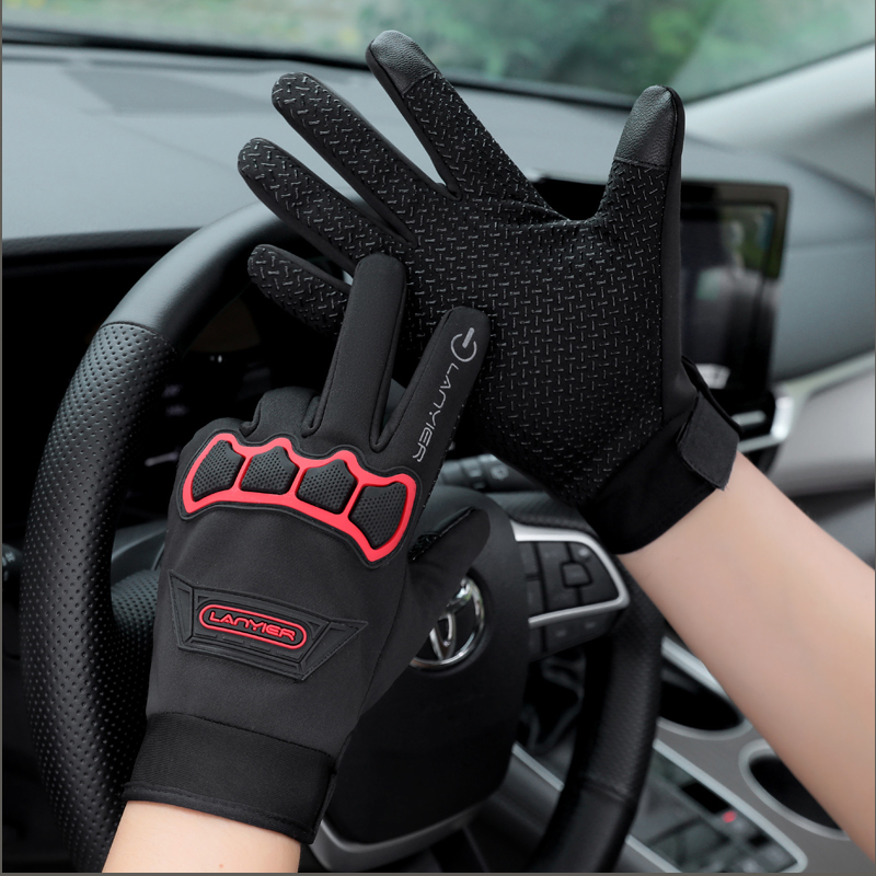 摩托车骑行手套冬季男防风防水触屏加绒保暖户外防护防滑耐磨机车