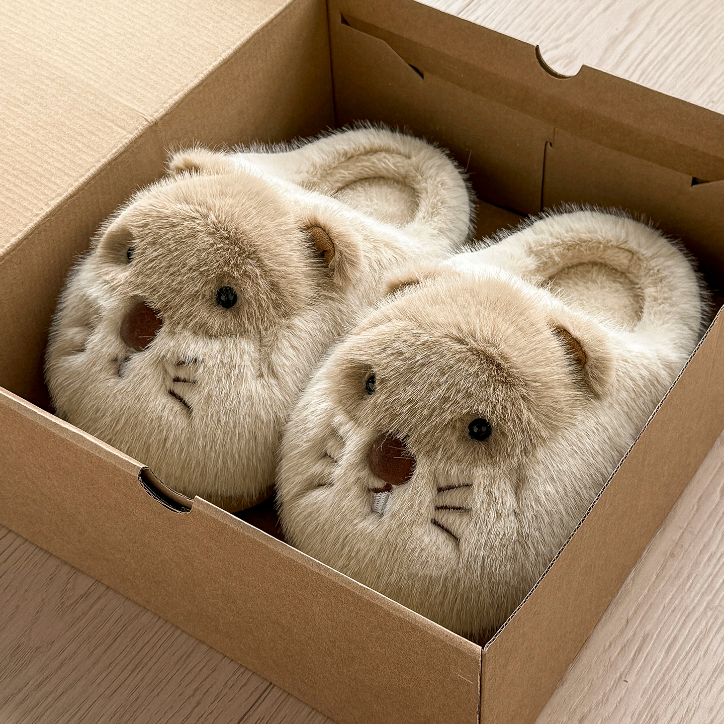 可爱土拨鼠棉拖鞋女款秋冬季2025新款室内家居毛绒保暖厚底棉拖女