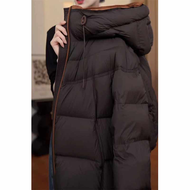 欧货撞色泡芙连帽棉服女爆款高级感棉袄蓬松柔软休闲保暖外套百搭