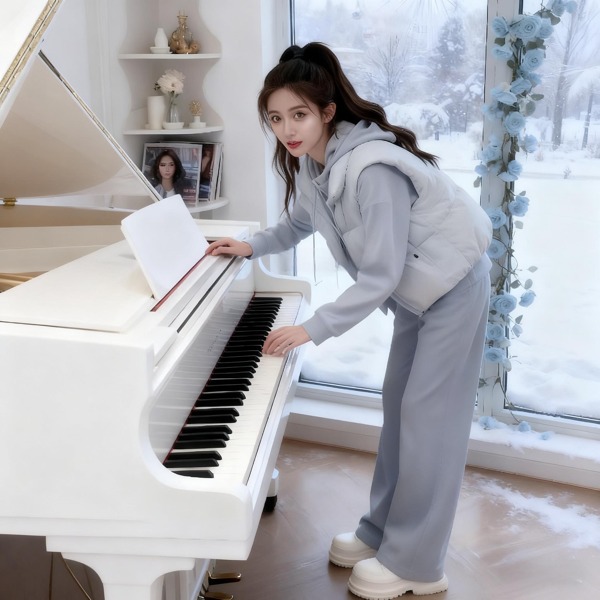 2026超火穿搭一整套女冬时尚休闲保暖棉服马甲卫衣阔腿裤三件套