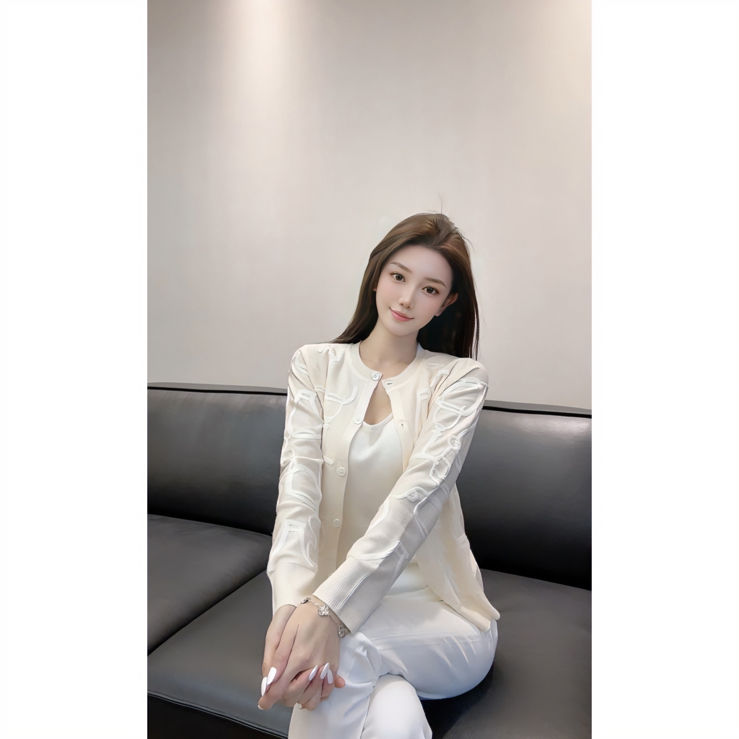 大圆圆 气质轻奢风重工刺绣高级针织开衫外套女秋