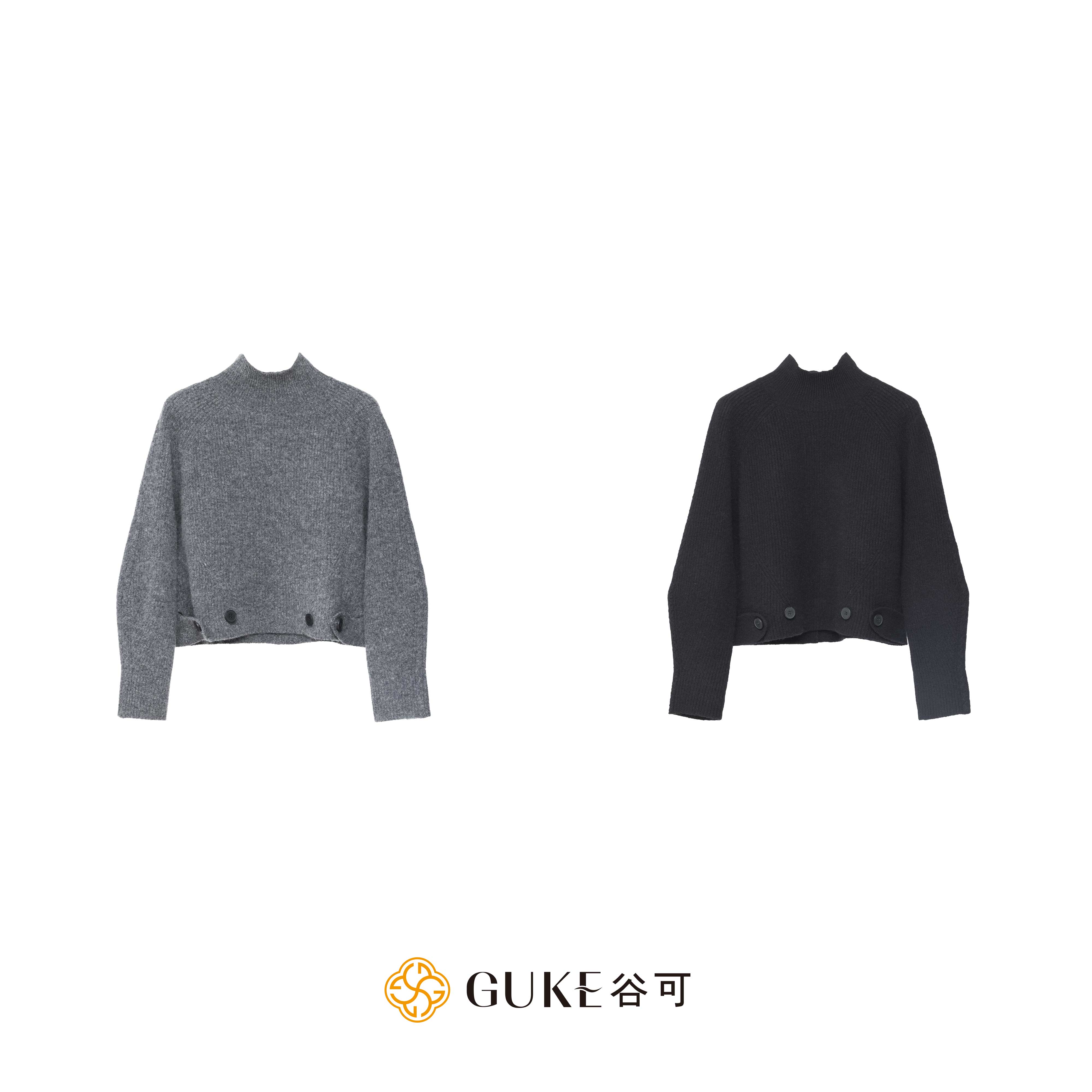 GKE/谷可GKE/谷可MS6037半高领设计感毛衫2025秋冬时髦法式上衣