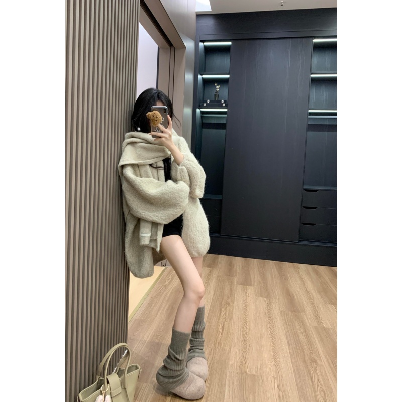 复古软糯毛衣开衫外套女秋冬季宽松慵懒风高级感气质加厚针织上衣