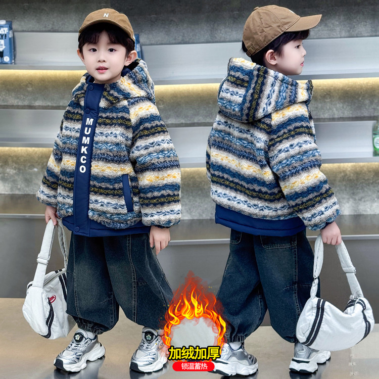儿童装男童外套秋冬款2025新款冬装夹棉男孩冬季中大童加厚衣服潮