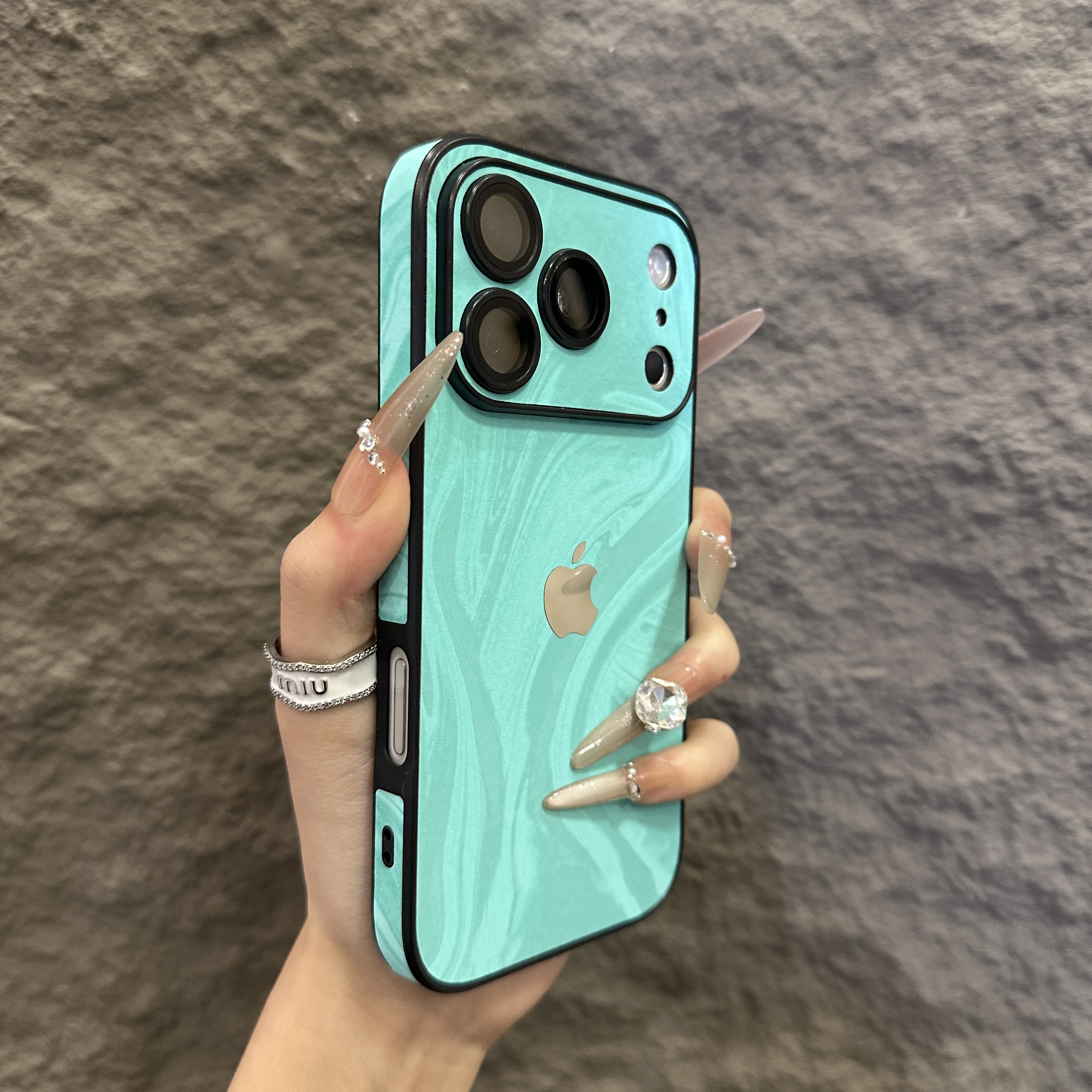 水波纹绒布全包边适用苹果17promax手机壳苹果16pro秋冬15新款14