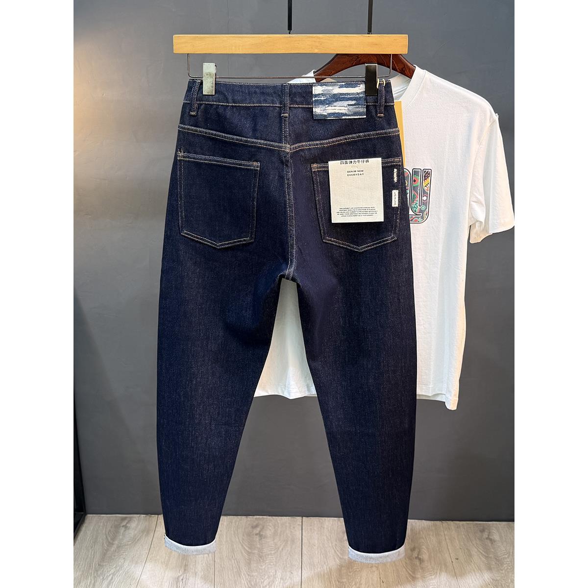 ICCLEK牛仔裤男士宽松直筒锥形休闲长裤秋装潮牌弹力水洗裤子男