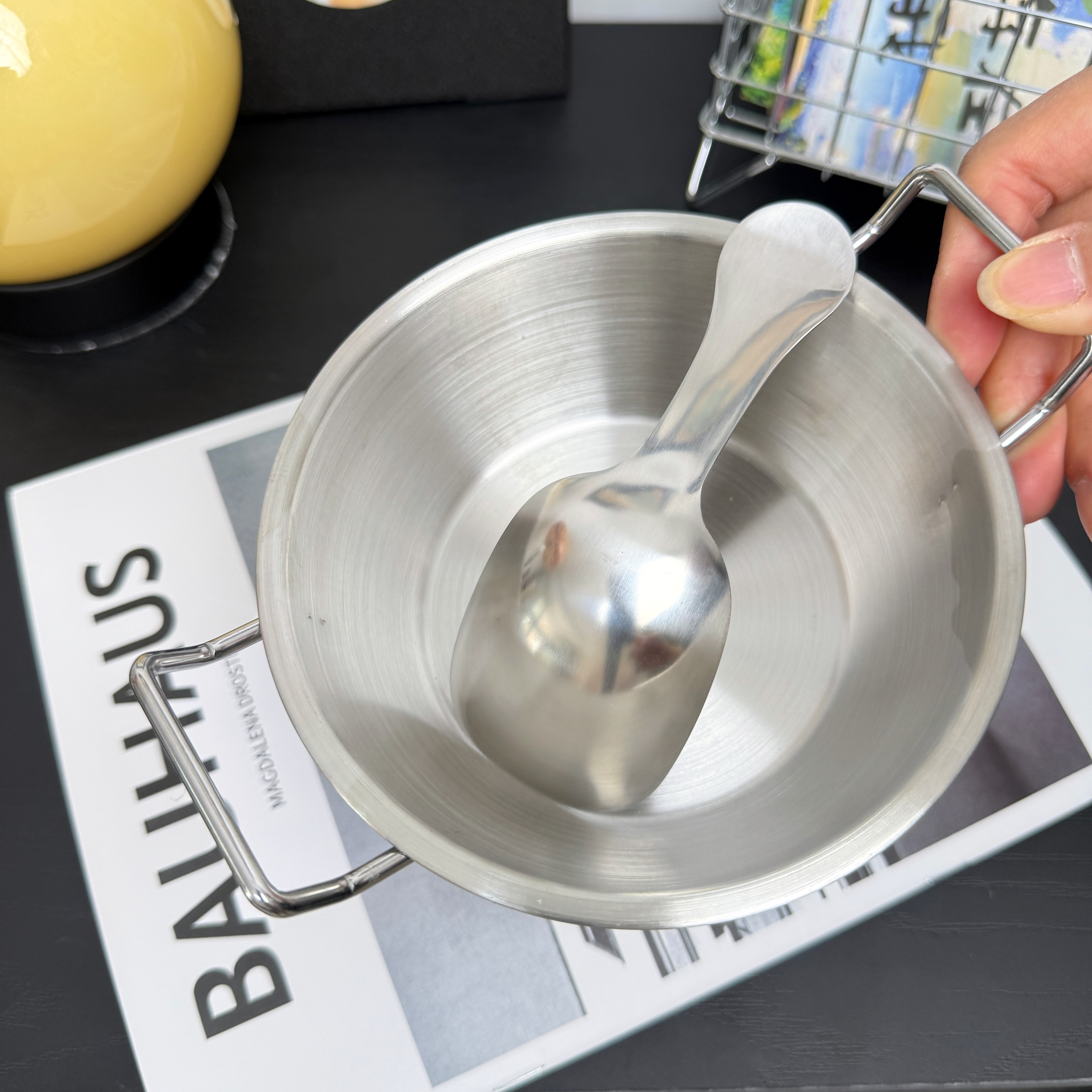 尚邦乐韩式高颜值iSUS304不锈钢碗超萌可爱双耳碗燕麦碗+大头勺