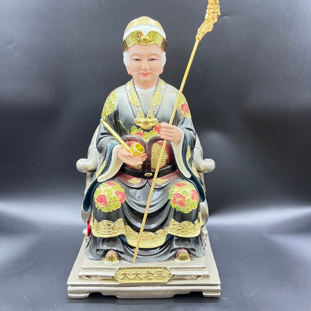 树脂十二寸树脂黑老太工艺品玄关家用神像雕塑彩绘描金