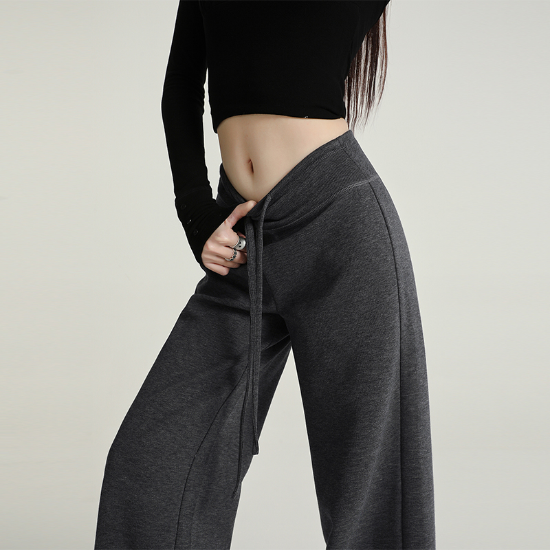 深灰色阔腿裤女春秋阔腿裤2025高个子加长高腰显瘦运动裤瑜伽裤