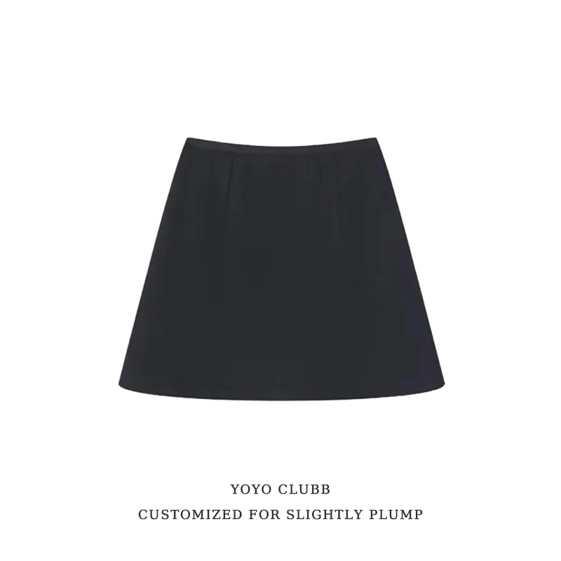 YOYO家 秋冬【现货】羊毛简约毛呢松紧腰A字短裙女新款显瘦半身裙女