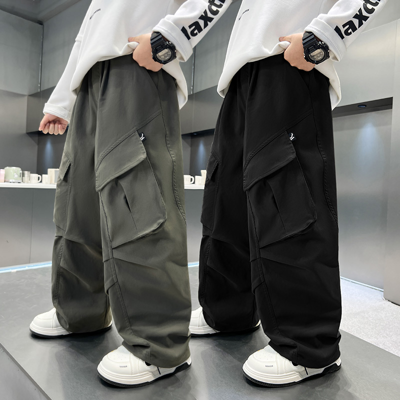 潮牌童装男童工装裤春秋款儿童洋气秋装裤子中大童初中生男孩长裤