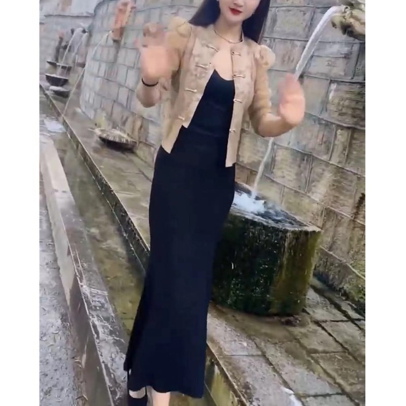 大爱美依缘2025夏季新款新中式盘扣外套搭配长款连衣裙女潮洋气