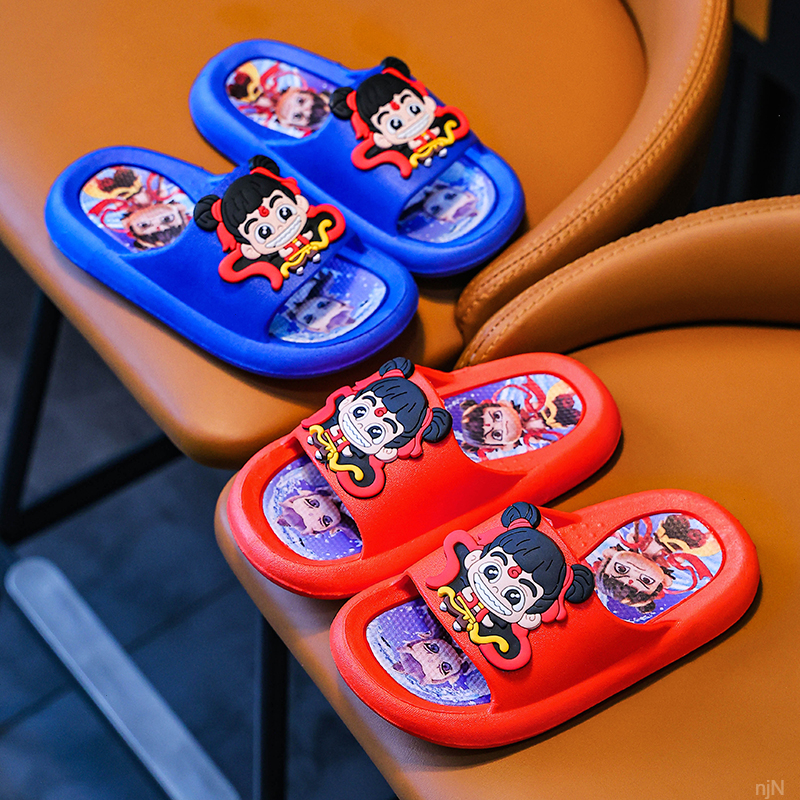 junshi/君始哪吒新款儿童凉鞋2025夏季卡通防滑男女童居家拖鞋