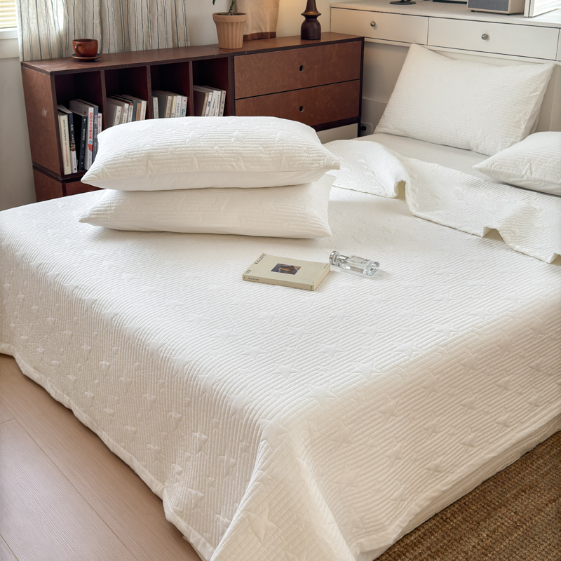 新款双面全棉砂洗床盖双面纯棉加厚床单多功能四季通用白色床品