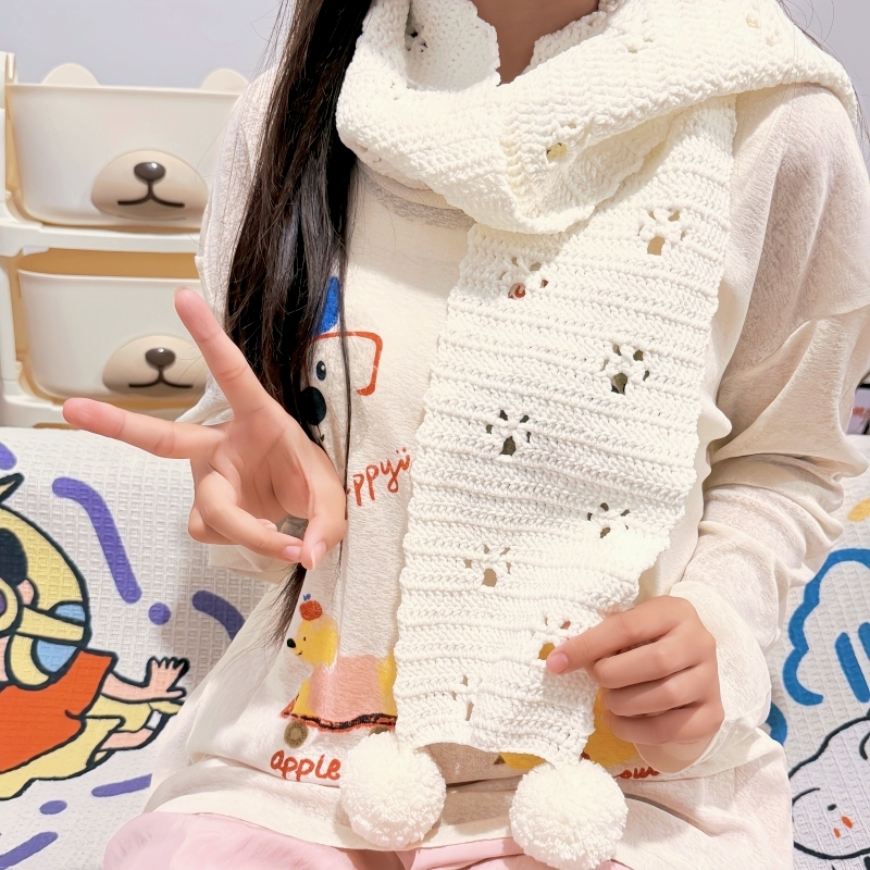 猫咪踏雪围巾手工diy材料包白色可爱猫爪送女生女朋友闺蜜礼物