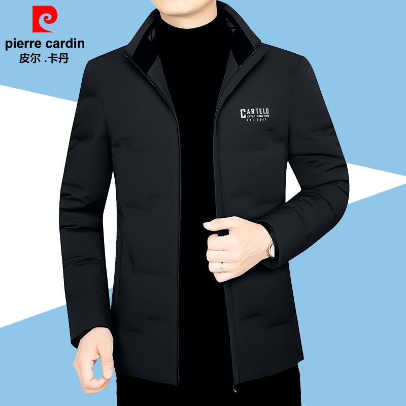 皮尔卡丹新款羽絨服短款男士名牌冬季薄款白鸭絨中年爸爸休闲外套