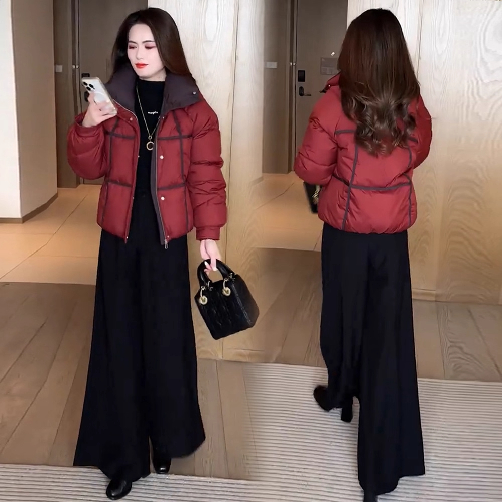 时尚加厚保暖短款棉衣女士冬季新款洋气保暖面包服小个子气质棉袄