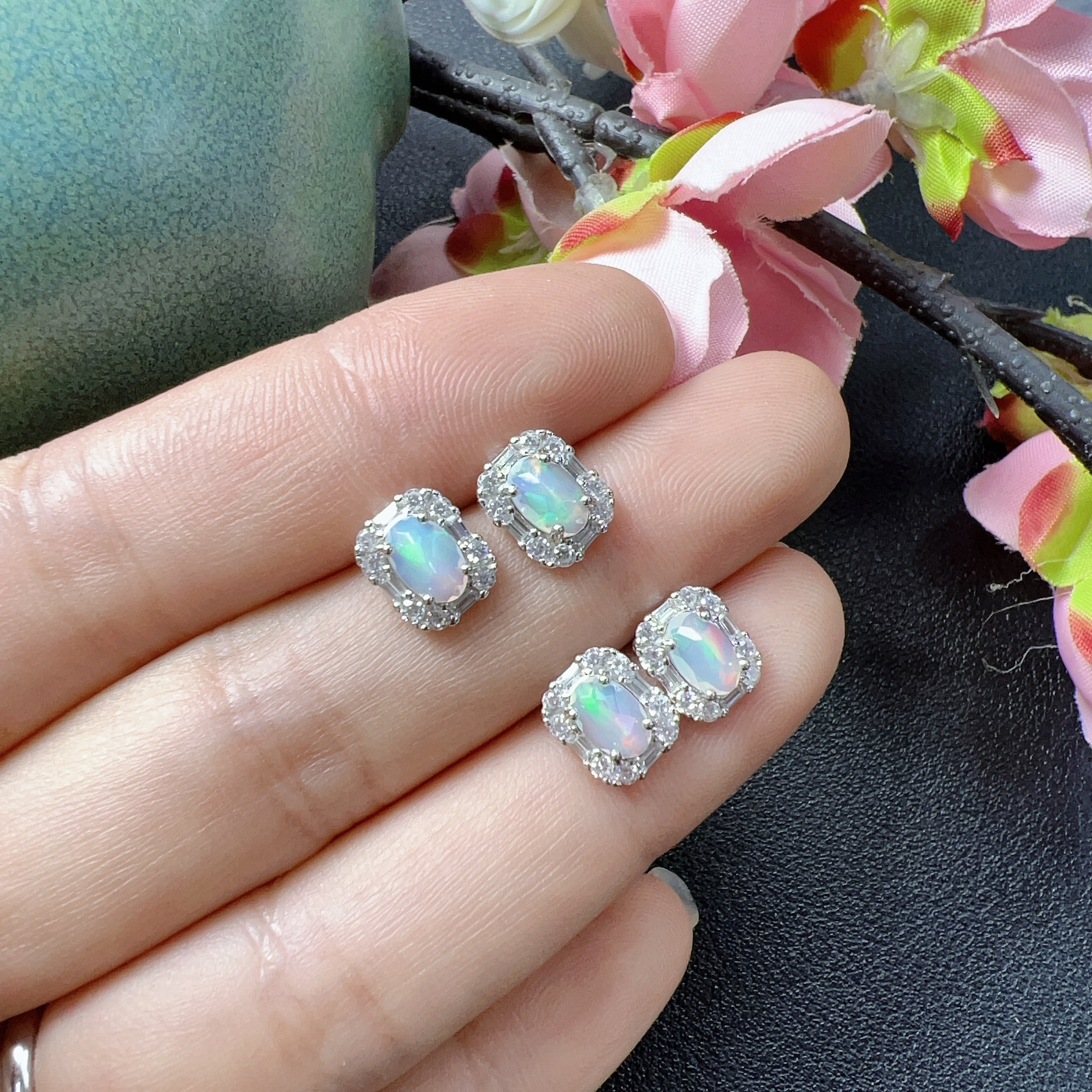 欧泊爆闪S925耳钉（多样性发其一）