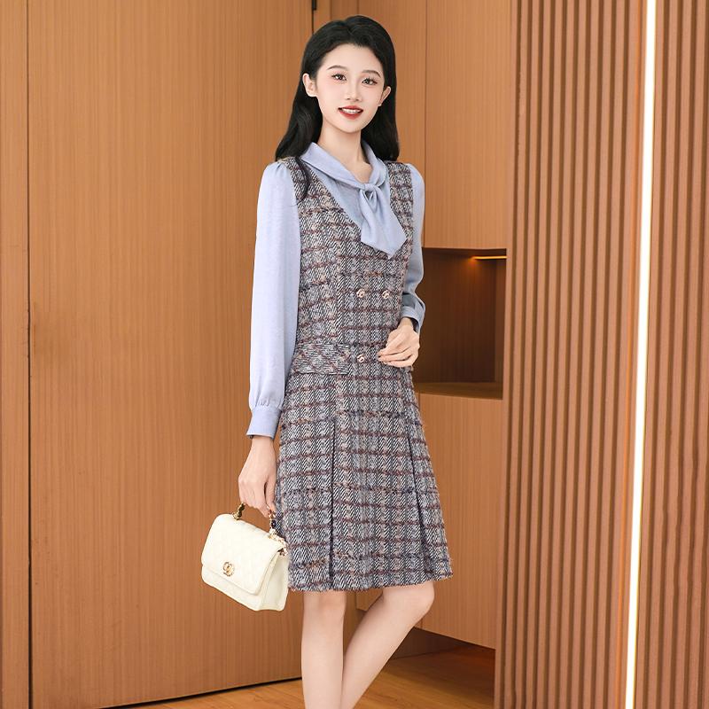 品牌小香风职业气质连衣裙女2025早秋新款广州十三行减龄爆款裙子