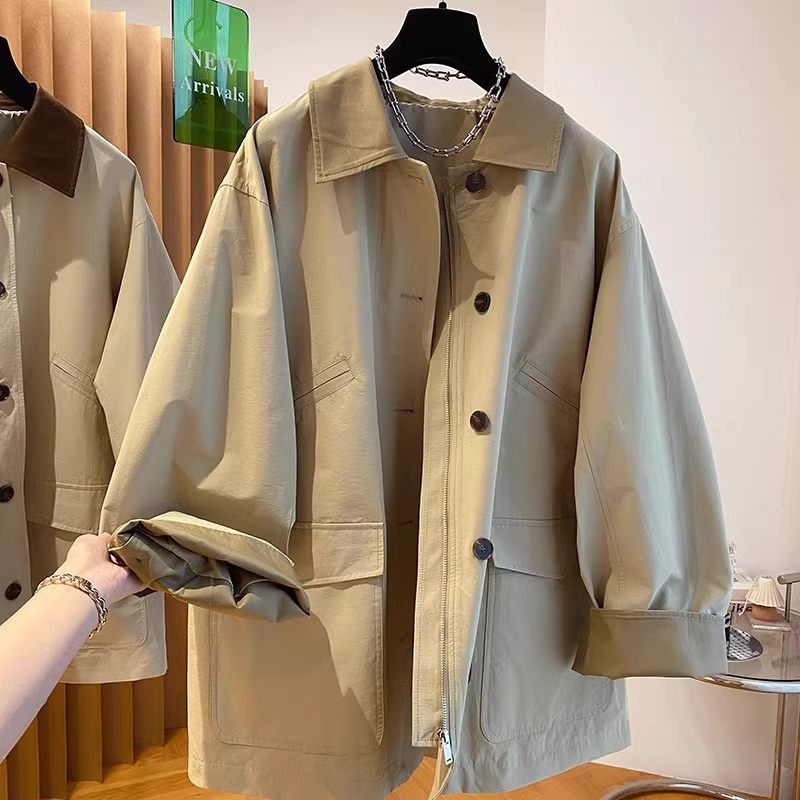 大码300斤高级感洋气英伦风斗篷式宽松休闲连帽风衣外套男装秋季2