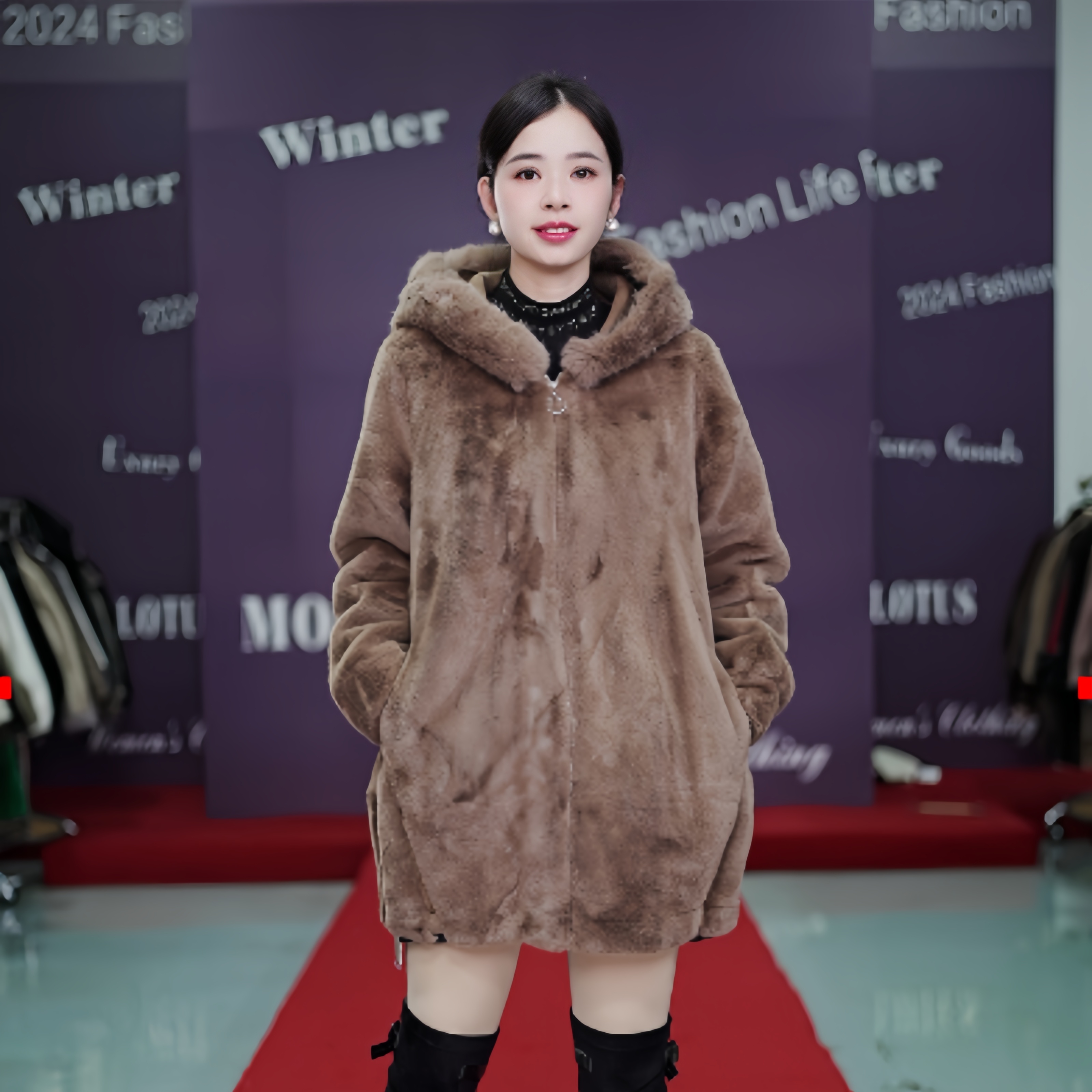 莲姐甄选丨简约风尚   冬季海宁高端女士轻奢保暖中长款外套 1051