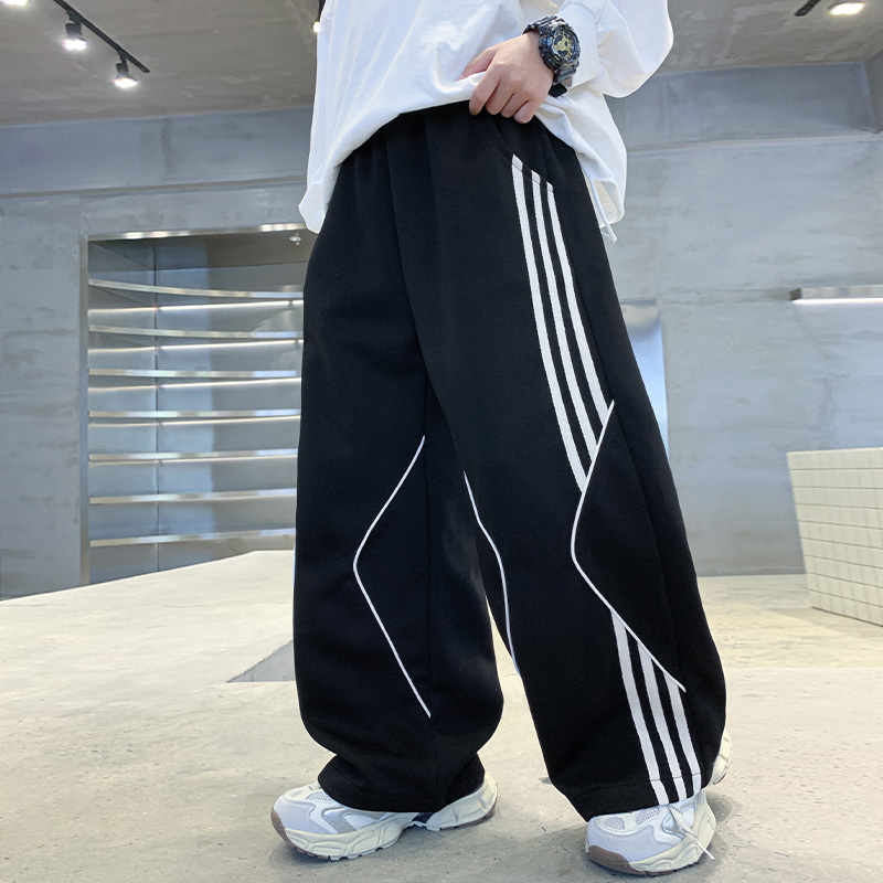 儿童装男童裤子春秋冬款6-12岁中大童加绒加厚运动裤卫裤男孩长裤