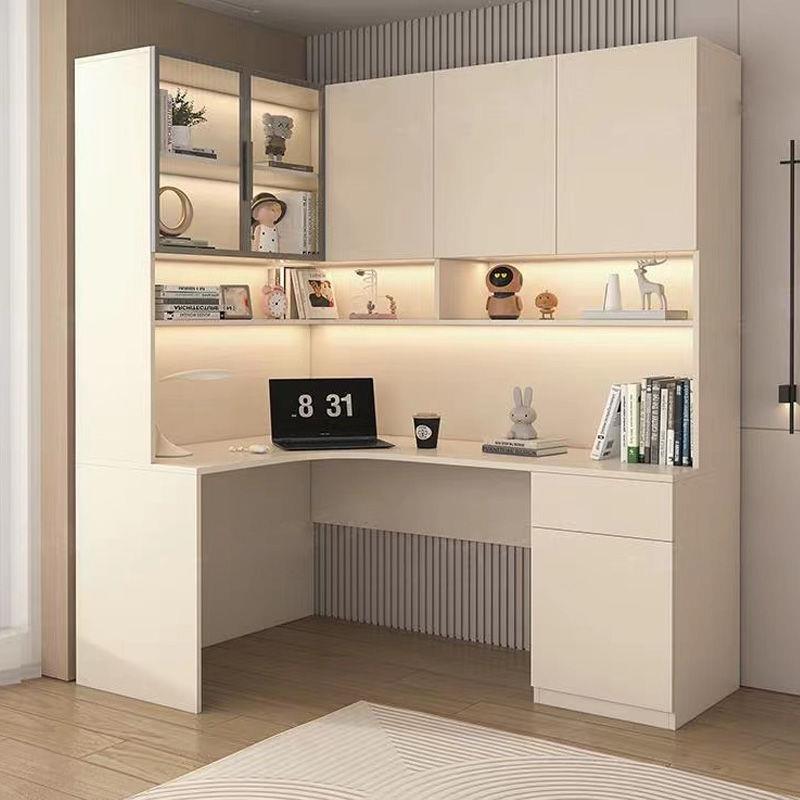 转角书桌书架一体桌带书柜组合卧室写字桌学生家用电脑桌靠墙落地
