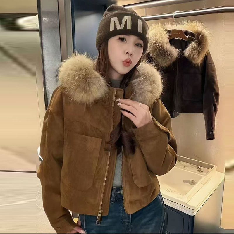 派克羽绒棉服女2025冬季新款时髦洋气小个子短款大毛领连帽棉袄潮