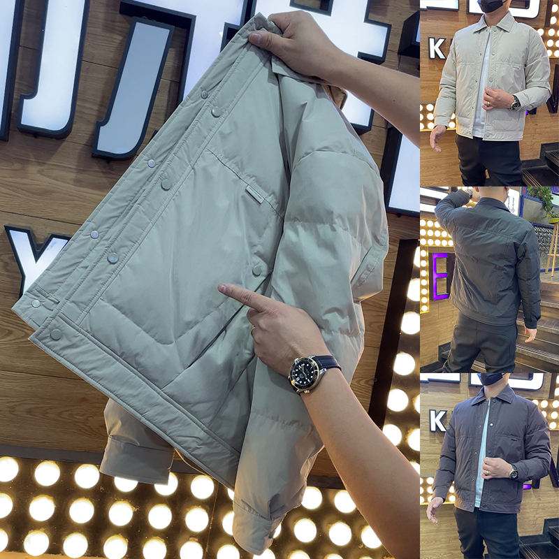 时尚简约轻便保暖羽绒服男冬季百搭休闲短款外套高品质翻领夹克
