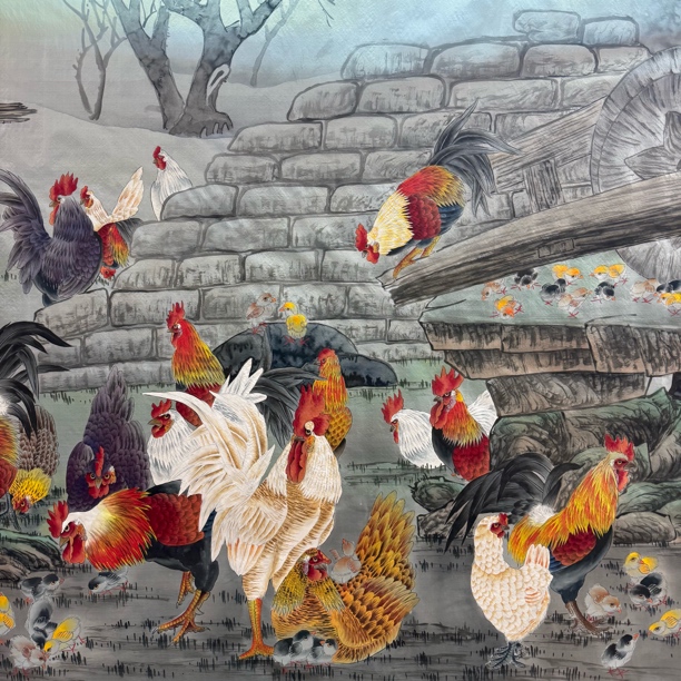 精品 绢本 工笔 八尺 百吉图 纯手绘国画创作