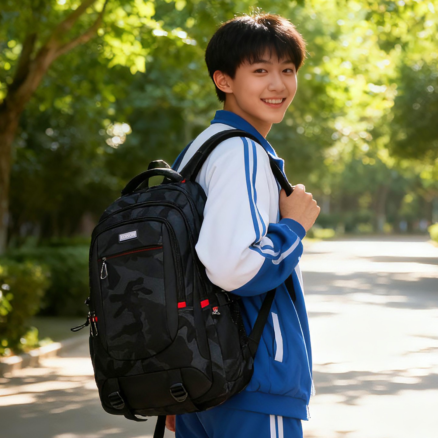 爱迪生大容量书包 12-18岁学生适用初高中减负背包 2025新款书包