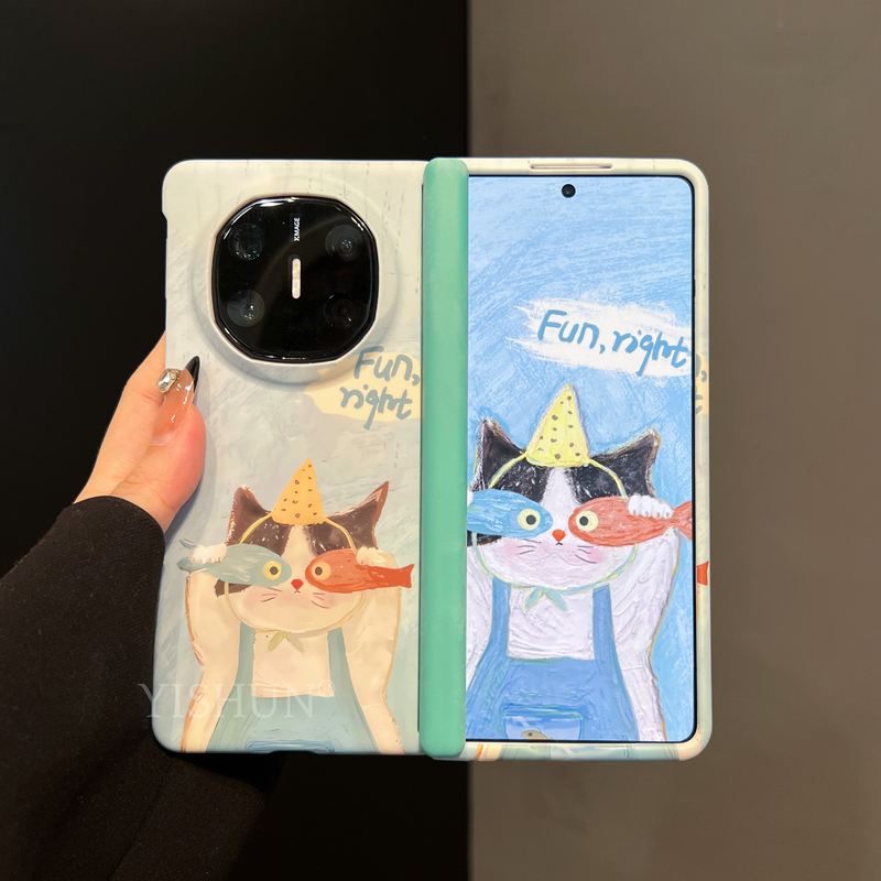 适用华为MateX6典藏版折叠屏手机壳新款ins风油画猫咪matex6可爱