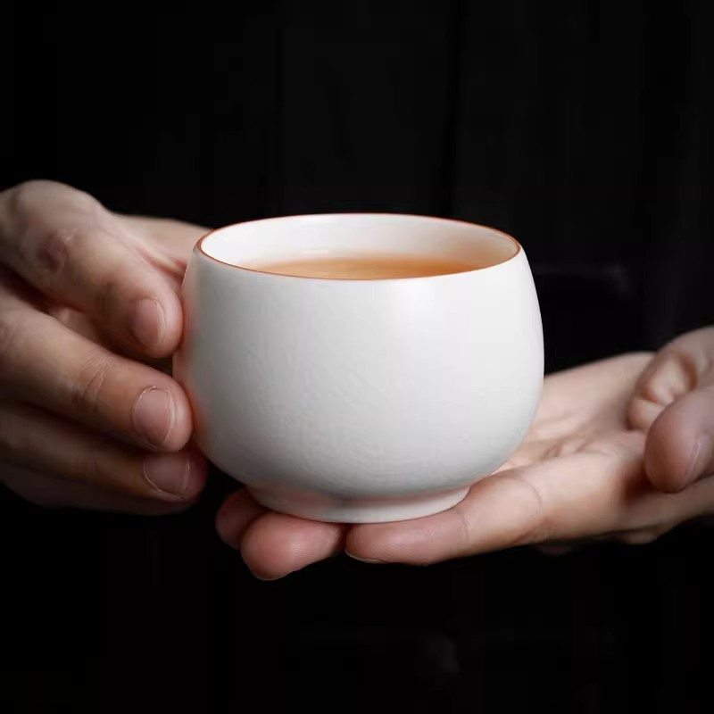 白汝窑羊脂玉丨功夫茶杯汝瓷陶瓷主人茶杯盏单个人专用高档品茗杯