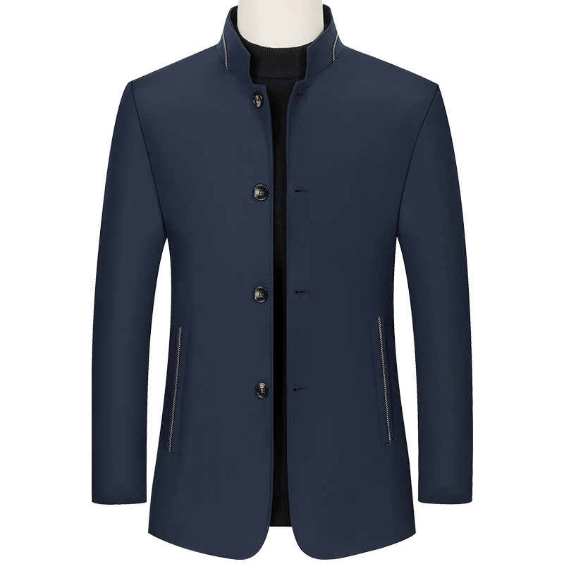 2025年春秋季新款男士立领休闲夹克中年上衣商务修身男外套爸爸装