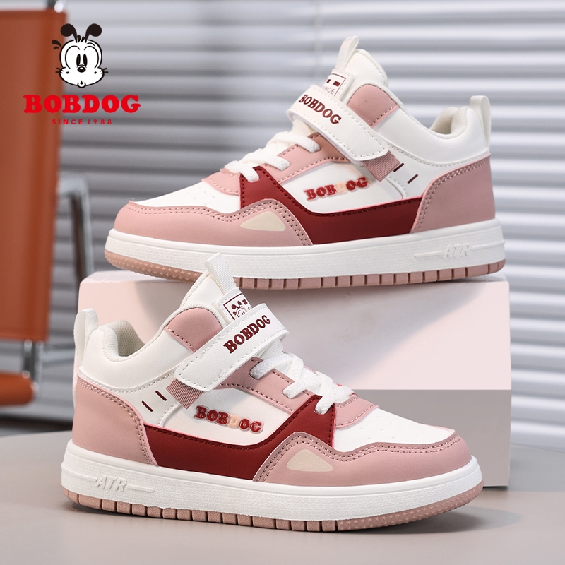 巴布豆女童鞋儿童高帮板鞋春秋新款防滑皮面运动鞋女孩学生休闲鞋