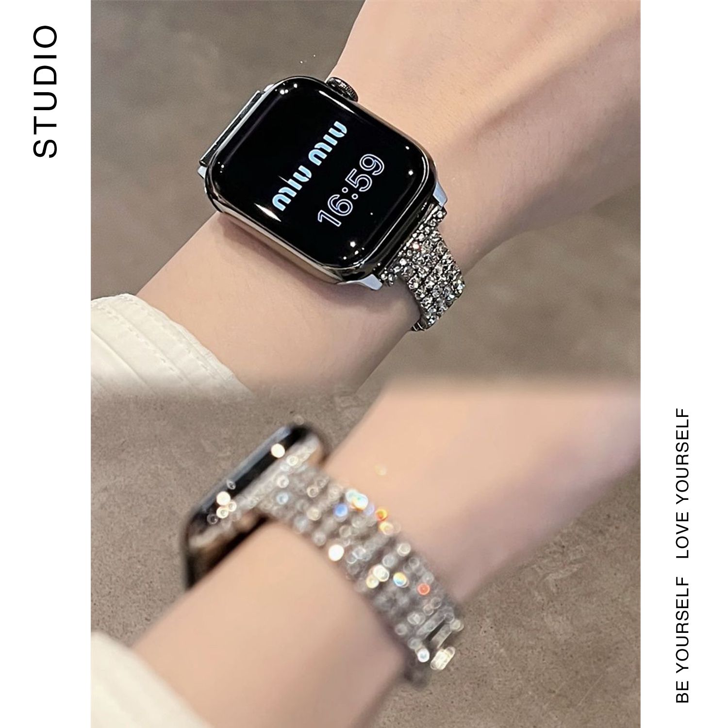 高级感闪亮镶钻适用华为watchD2/D手表表带金属d2新款男女夏小众