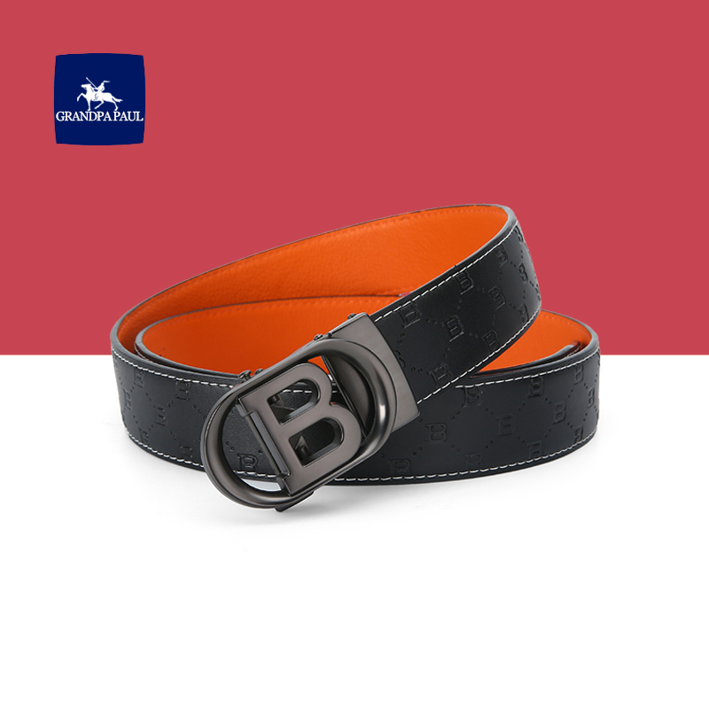 保罗新款男士高档休闲商务款自动扣潮流裤腰带百搭时尚简约中青年