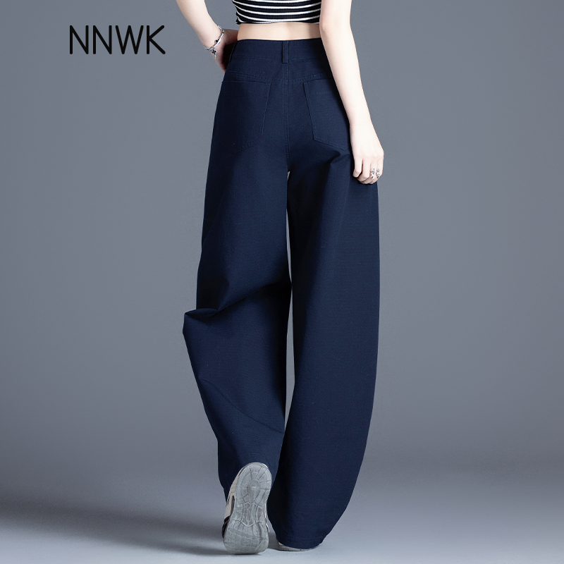 藏青色休闲裤女款爆款2025新款春秋季宽松高腰裤子女弯刀裤哈伦裤