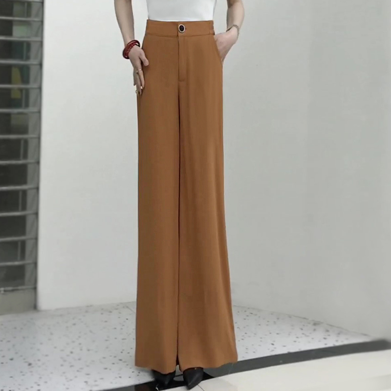 夏季新款高腰阔腿裤长裤气质显瘦通勤女裤直筒裤拖地裤休闲裤女士