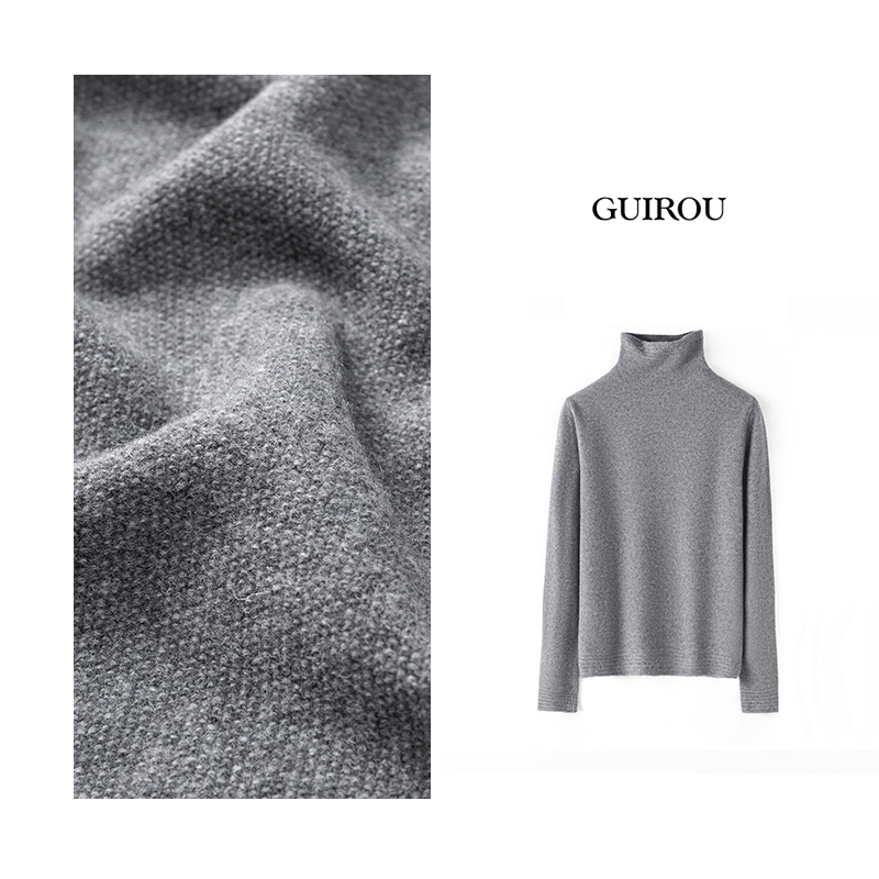 【山羊绒+羊驼毛+桑蚕丝+100支小羊羔毛】堆堆领羊毛打底810671