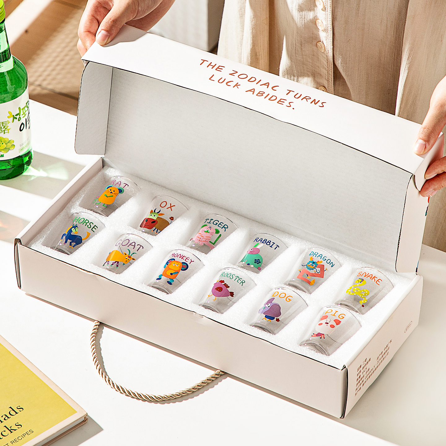 onlycook十二生肖小酒杯礼盒装家用玻璃一口杯shot杯烧酒白酒杯子