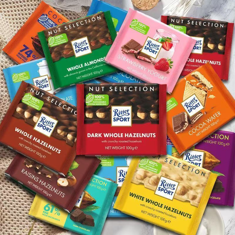 瑞特滋德国纯可可脂夹心榛子黑巧大颗榛子100g巧克力制品休闲零食