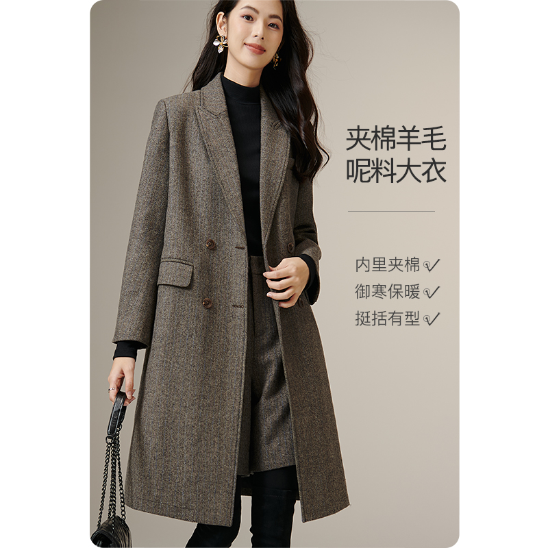 晚白【新品】2025翻驳领夹棉外套挺括利落百搭大衣女25102510