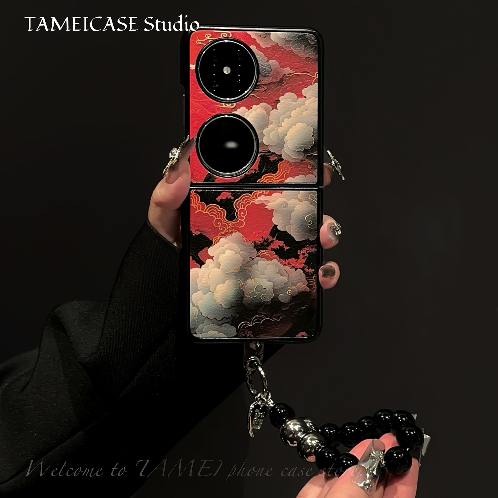 适用于华为pocket2手机壳羊皮折叠FINDN3FLIP福运祥云2024高级感