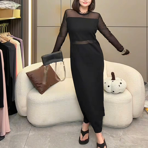 黑色可机洗显瘦法式包臀连衣裙打底裙子收腰修身秋冬气质长款小妈