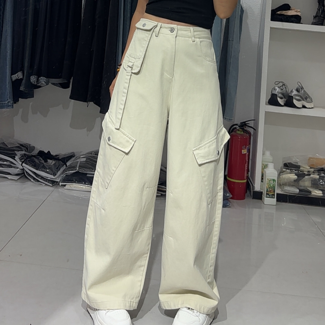 美式复古宽松舒适弯刀工装裤女垂感阔腿慵懒长裤子